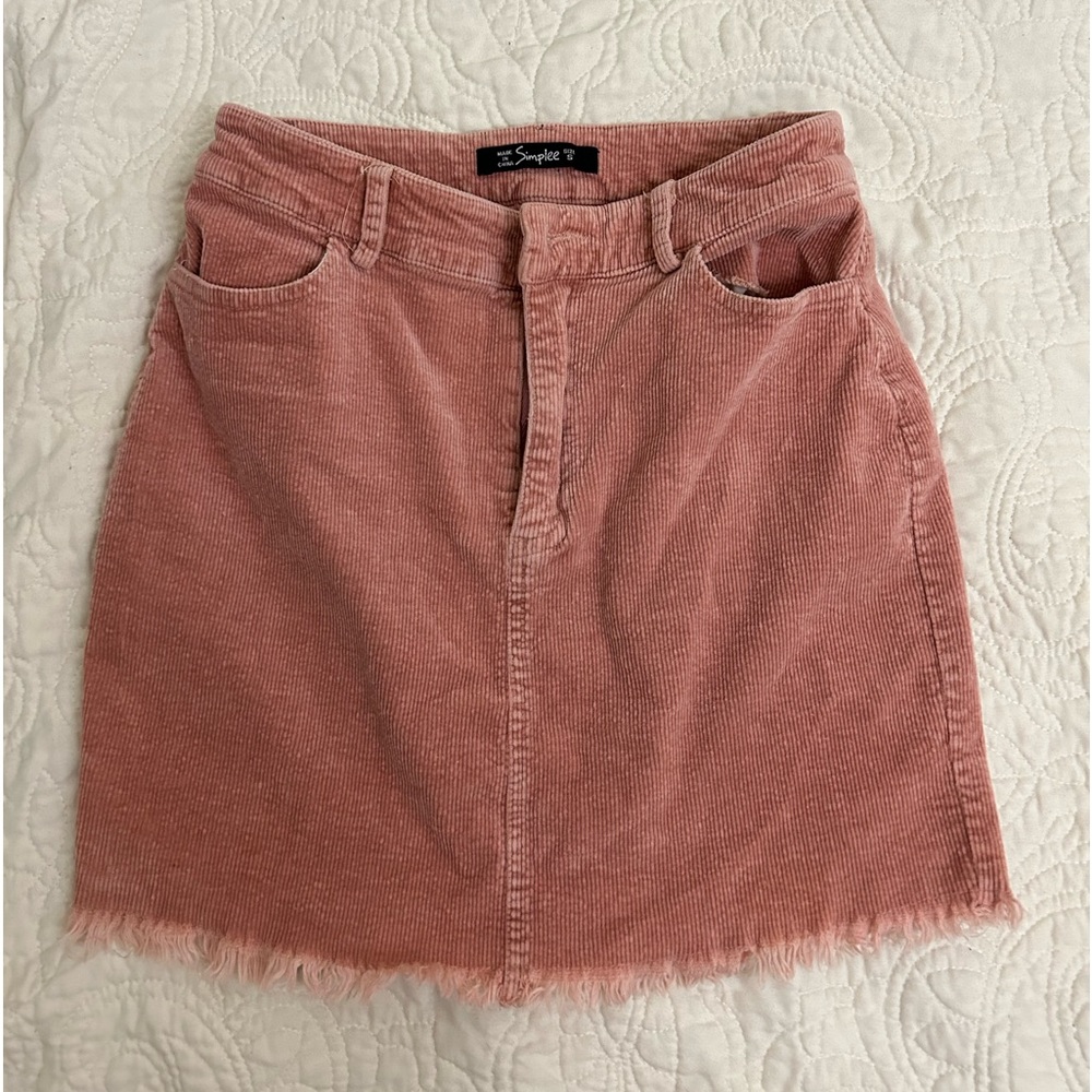 Pink Corduroy Skirt